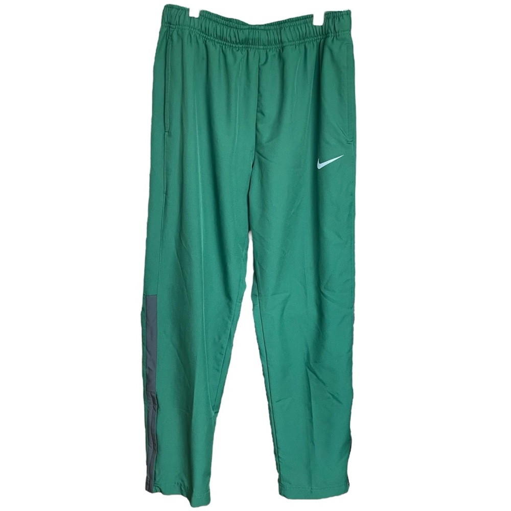 Men's Nike Dri-Fit Green And Grey Joggers-Tracksuit Pants Zip Leg Hem Size Large